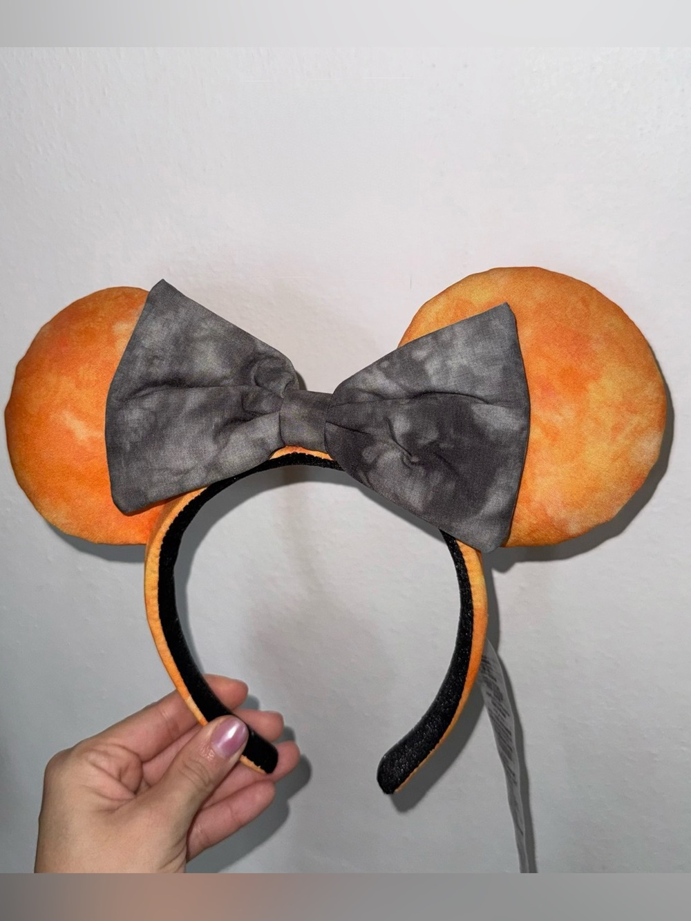 Disney Parks 2022 Halloween Orange Acid Wash Minnie Mouse Ear Headband